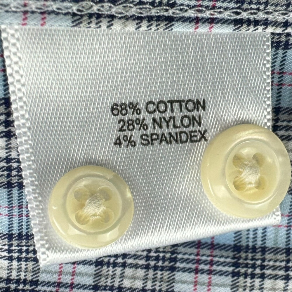 Peter Millar Crown Blue White & Red Plaid Cotton Blend Button Up Mens Size XL - Picture 5 of 7